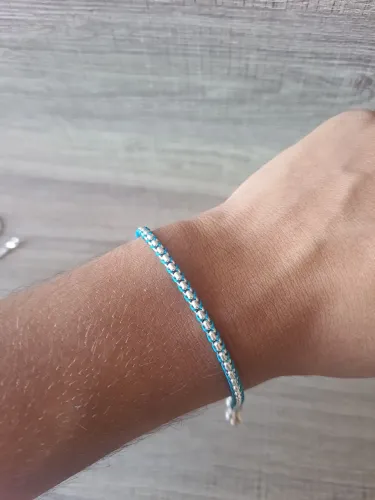 Bracelete Maleavel Prata e Trançado Azul Pandora
