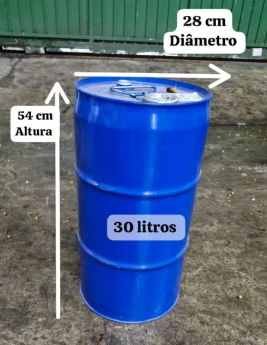 Tambor / tonel / barril de ferro pequenos 30 litros usados tampa fixa