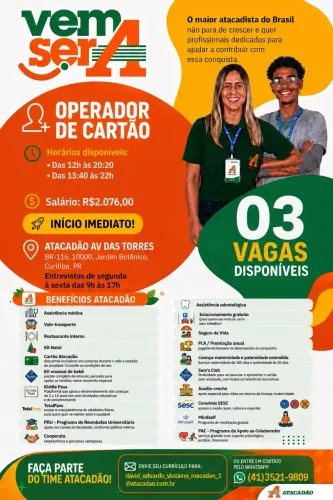03 VAGAS - OPER. CARTÃO