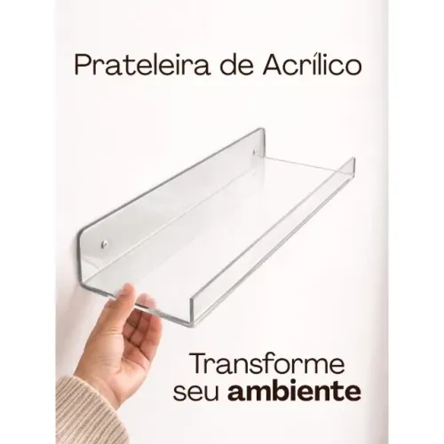 Prateleiras de parede flutuantes de acrílico transparente - Organizador