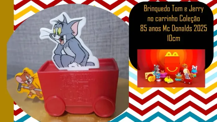 Brinquedo Tom e Jerry no carrinho Coleção 85 anos Mc Donalds 2025