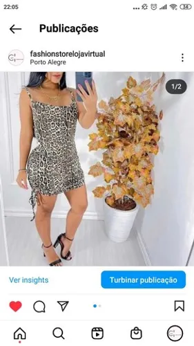 Vestido gringo canelado branco, vermelho e onça. M