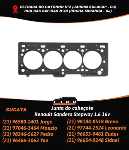 Junta do cabeçote Renault Sandero Stepway 1.6 16v