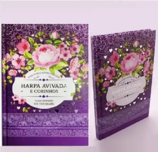 Harpa Avivada e Corinhos Médio Letra Gigante Floral Lilás Capa Dura Nova