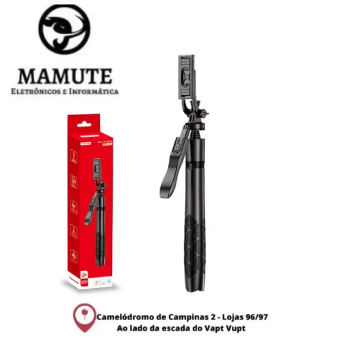 BASTÃO DE SELFIE ATÉ 1.55M C/ CONTROLE TOMATE MZP303
