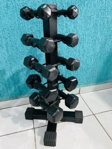 Halter sextavado emb mais torre do 1 ao 5 kg 