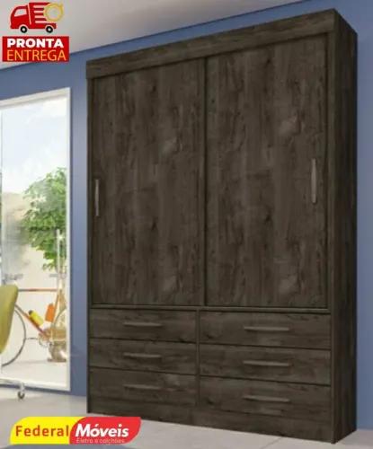 Guarda Roupa 2 Portas e 6 Gavetas Novo Pronta Entrega