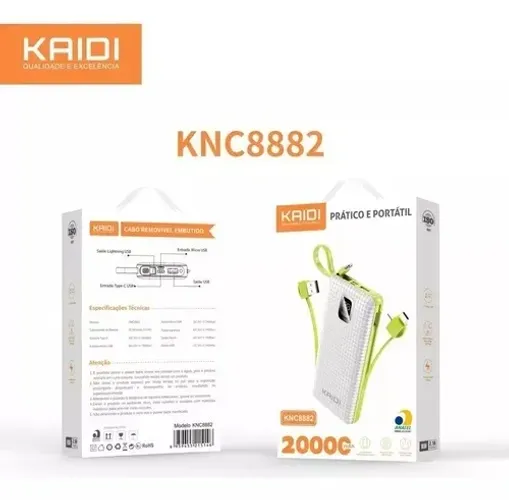 Powerbank Kaid 20000 mAh - Energia para Todo o Dia! 