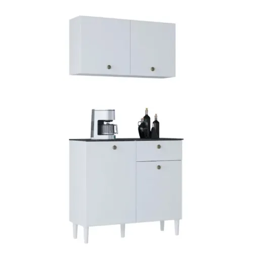 Balcão + Aéreo Branco Larg. 90cm rf543