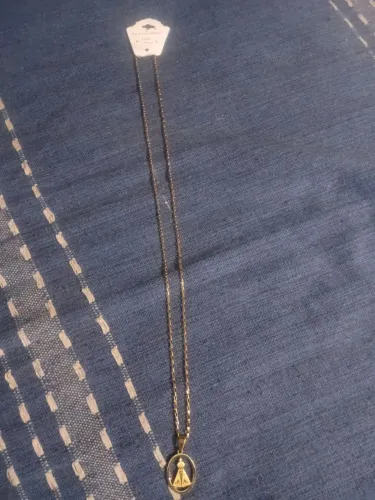 Cordão masculino dourado com pingente de Nossa Senhora Aparecida*novo*!