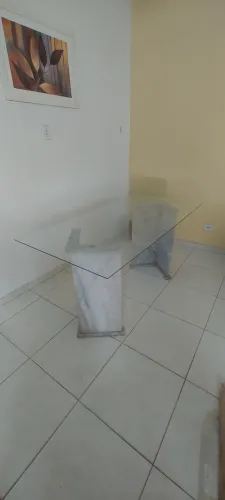 Mesa de Marmore com tampo de Vidro 1,6M