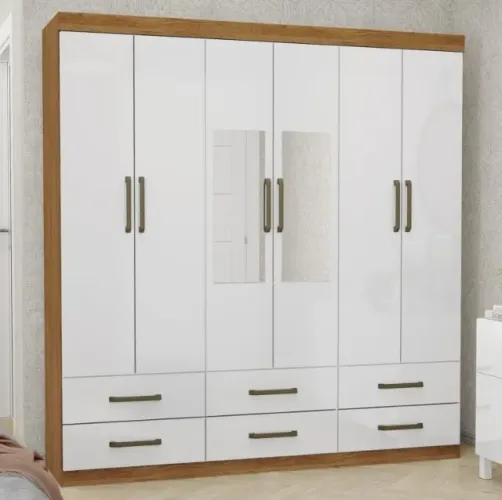 Guarda-Roupa 6 Portas(Com Espelho/Sem Pés)Dallas, pronta entrega