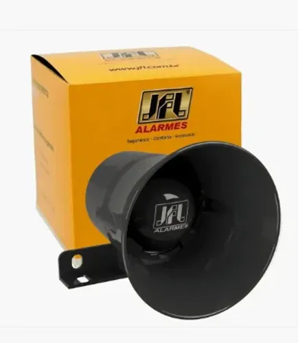 Sirene piezoelétrica JFL SIR-120, indicada para sistemas de alarme residenciais e comercia