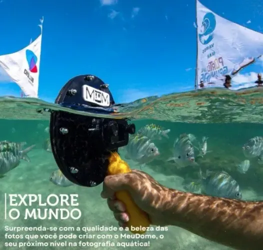 MeuDome Touch Para GoPro - com alça de mão e disparador + boia bastão (brinde)