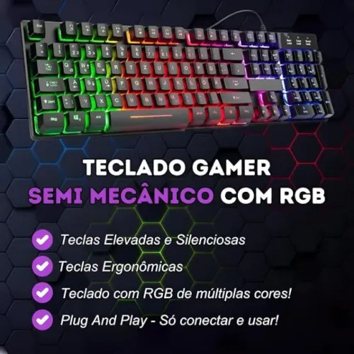 Teclado Gamer RGB - Iluminação vibrante em 3 núcleos para uma experiência ainda melhor!