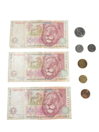 Coleção de Cédulas e Moedas de Rand Sul-Africano