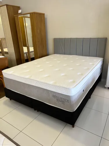 Cama Box Queen Size -Resilience HR Comfort Base Box +Colchão + cabeceira - ENTREGAMOS