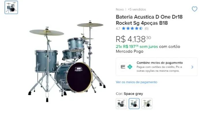 Bateria Acustica D One Dr18 Rocket Sg 4peças B18