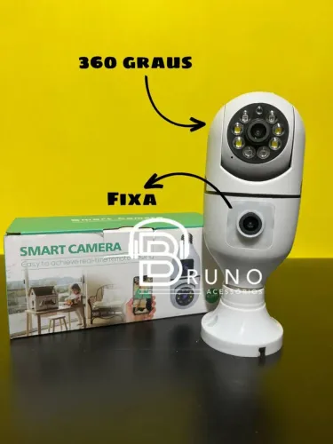 Câmera Lâmpada Dupla Lente Visão Noturna Wifi App Duas Lente<br><br>