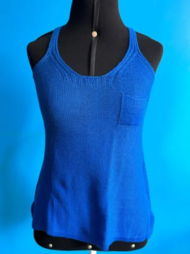 Blusa Regata Tricot Acrilico Myth Tamanho M Cor Azul Escuro Feminina
