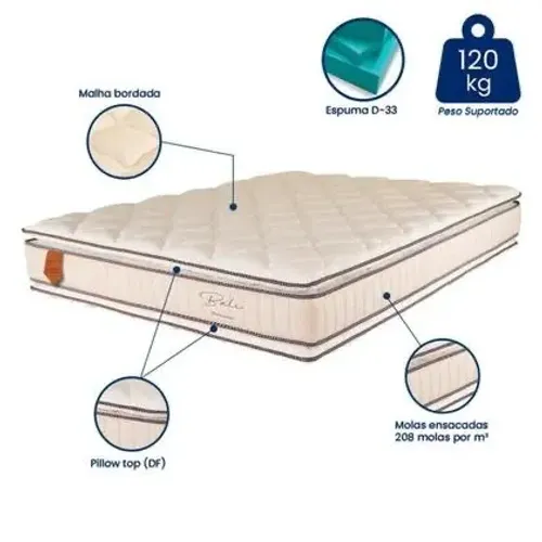 Colchao Box Queem  Bali 208 Molas Ensacadas espuma D33 FRETE GRATIS - ENTREGA HOJEEE !! 