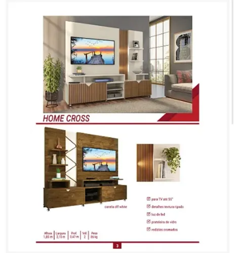 Home Cross - Rack e Painel para TV até 55"