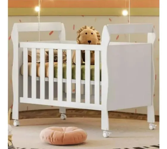 Berço Mini Cama Branco com Rodinhas a pronta entrega 
