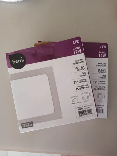 Painel LED Embutir Quadrado 12W - Iluminação Moderna