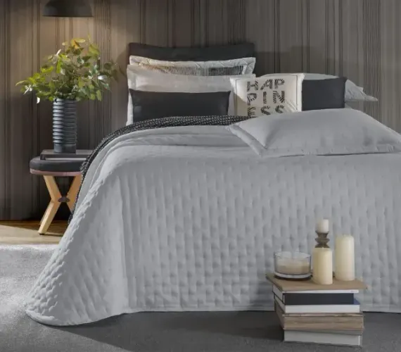 Cobre Leito Para Cama Casal Cinza