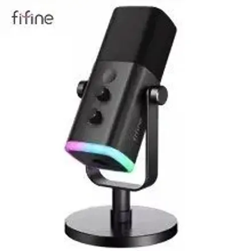 Microfone Gamer Fifine AM8, RGB, USB/XLR, Preto, 12x 28.44