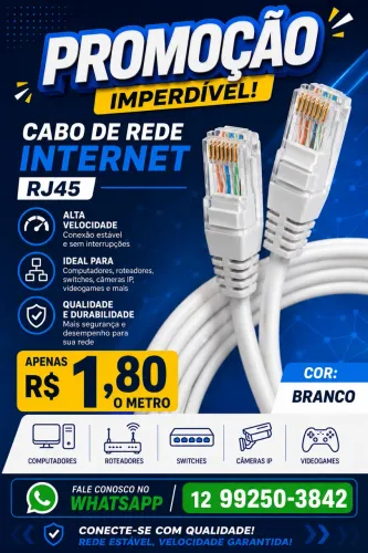 Cabo de Rede Internet Rj45 Cat5 PROMOÇÃO
