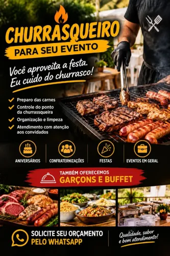 Churrasqueiro para Festas e Eventos ? Atendimento Profissional