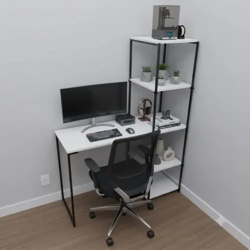 Escrivaninha Industrial NOVA Mesa com Estante Multiuso para Computador Notebook de Estudo