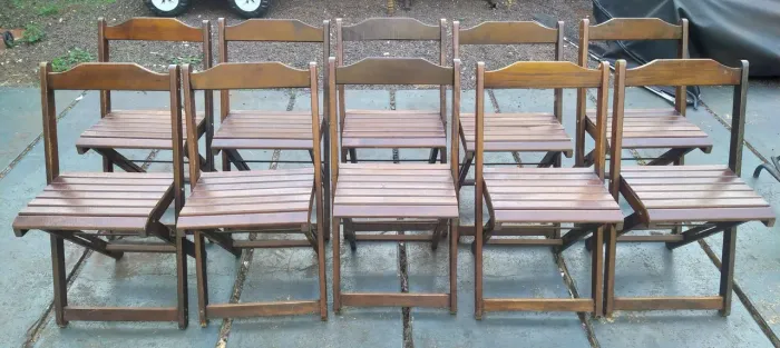 10 banquetas de madeira maciça 