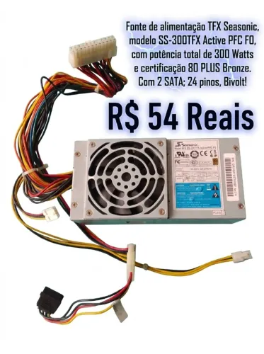Fonte de alimentação TFX Seasonic, modelo SS-300TFX Active PFC F0 300w