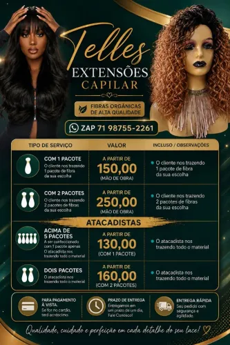 Cabelos extensões, ? wigs e Lacys