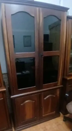 Estante cristaleira rústica grande 4 portas