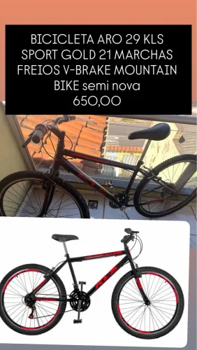 01  BICICLETA ARO 29 KLS SPORT GOLD 21 MARCHAS FREIOS V