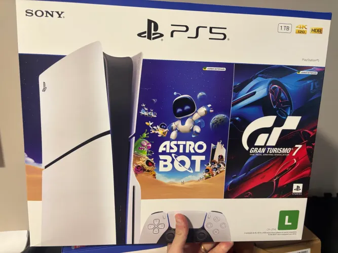 PS5 SLIM MÍDIA FÍSICA + 2 JOGOS - NOVO/LACRADO
