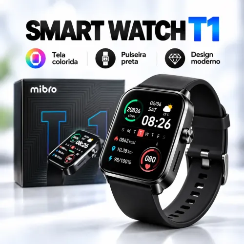 Smartwatch Mibro T1 Tela AMOLED 1.6 Relógio Inteligente Chamadas Bluetooth Monitoramento