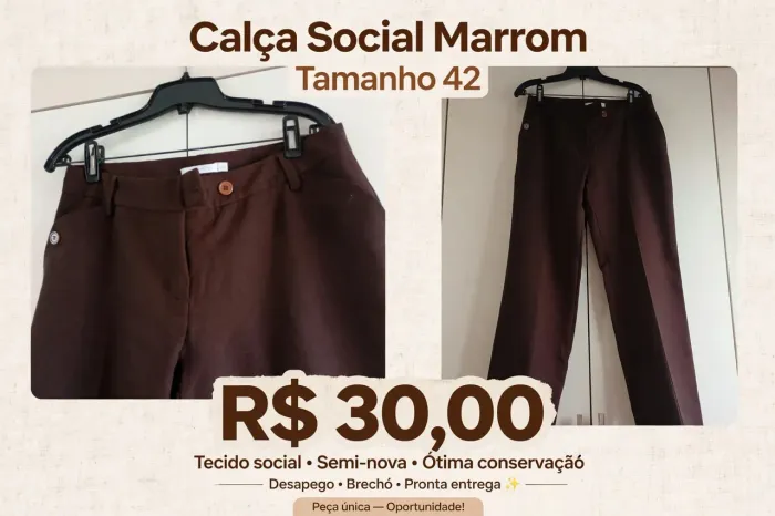 Calça social feminina na cor marrom Tam 42