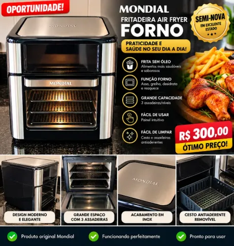 Air Fryer Forno Mondial Semi-nova | Oportunidade