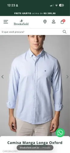 Camisa Brooksfield Manga Longa Oxford Button Down
