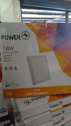 Plafon de Led 18w Quadrado Sobrepor 22x22 cm Power  Luz Branco Frio a vista R$24,90