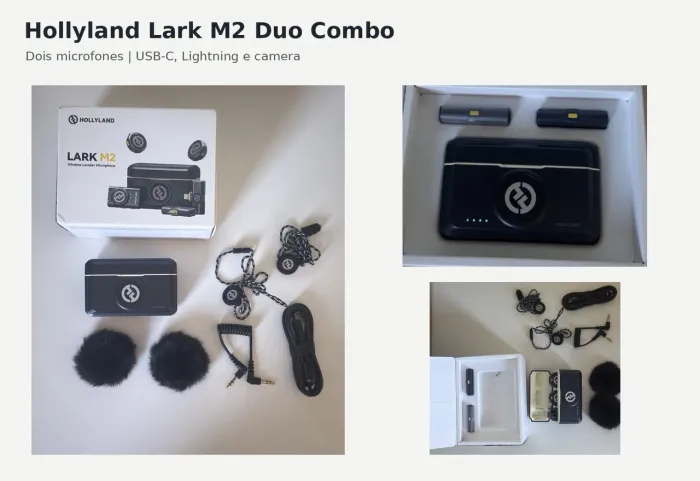 Microfone Hollyland Lark M2 Duo Combo com 2 microfones