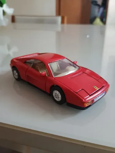 Carrinho de ferro antigo miniatura ferrari 348 tb welly 9043 vermelha