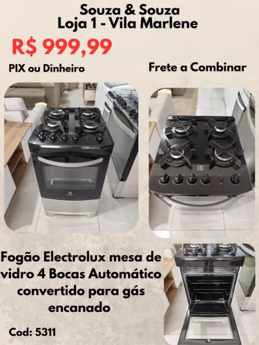 Fogão Electrolux 4 bocas Automático convertido para gás encanado