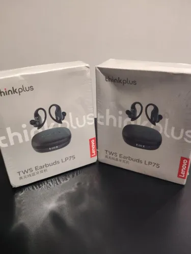 Fone de Ouvido Bluetooth Lenovo LP75 TWS - À Prova D'Água, com Redução de Ruído e Som HiFi