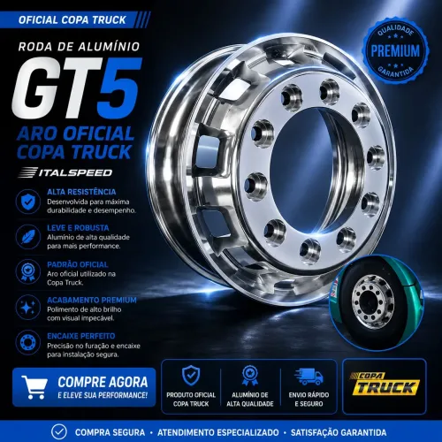 Roda de Alumínio GT5 Caminhão Aro Oficial Copa Truck - Italspeed<br>R$ 700,00Preço