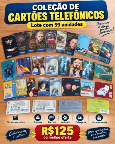 Lote Cartões Telefônicos Antigos | Cinema, F1, Batman + Diversos